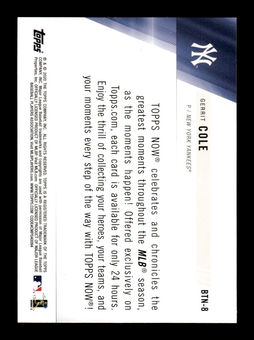 2020 Topps #BTN-8 Gerrit Cole HOF-10005020