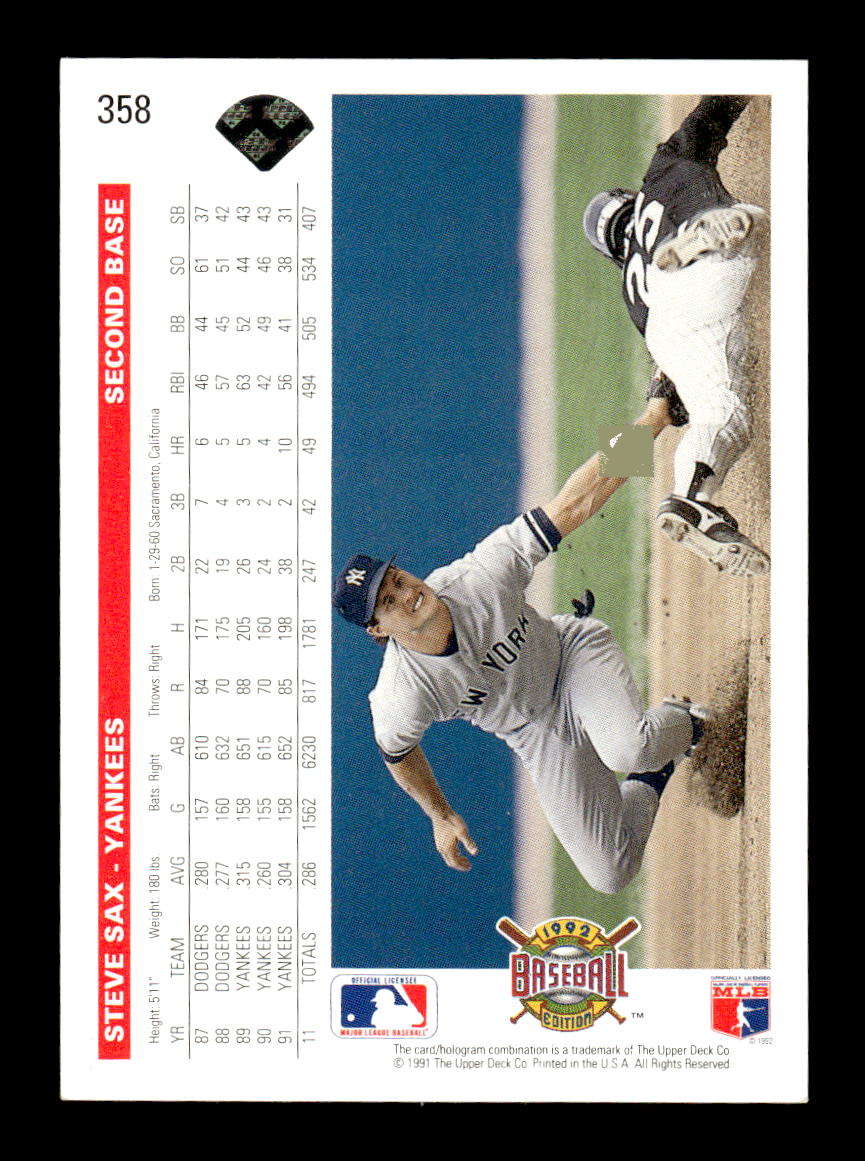 1992 Upper Deck #358 Steve Sax HOF-10005041