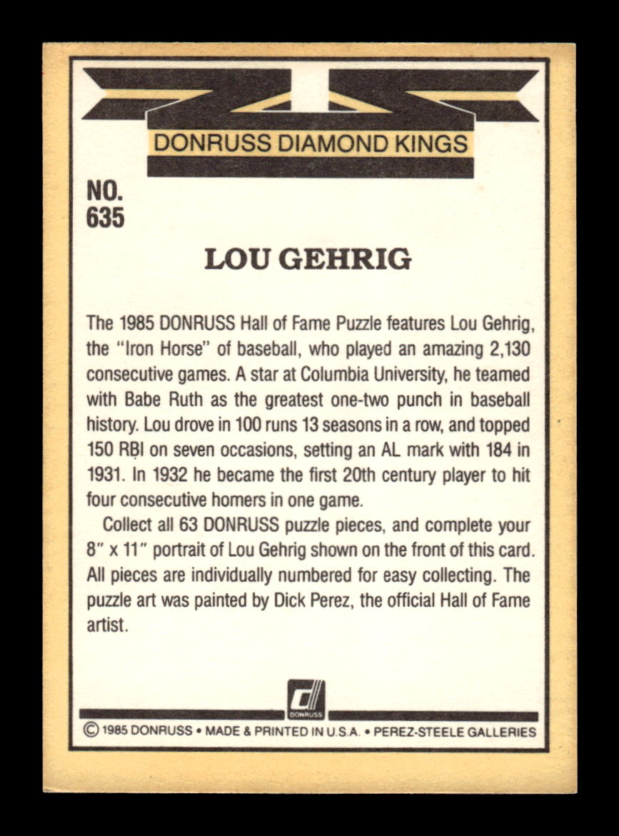 1985 Donruss #635 Lou Gehrig HOF-10005077