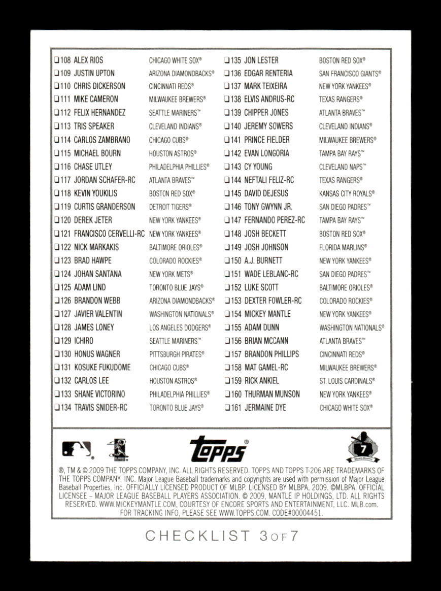 2009 Topps 206 #3 Mickey Mantle HOF-10005131