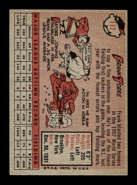 1958 Topps #117 Frank Torre Excellent HOF-10005156