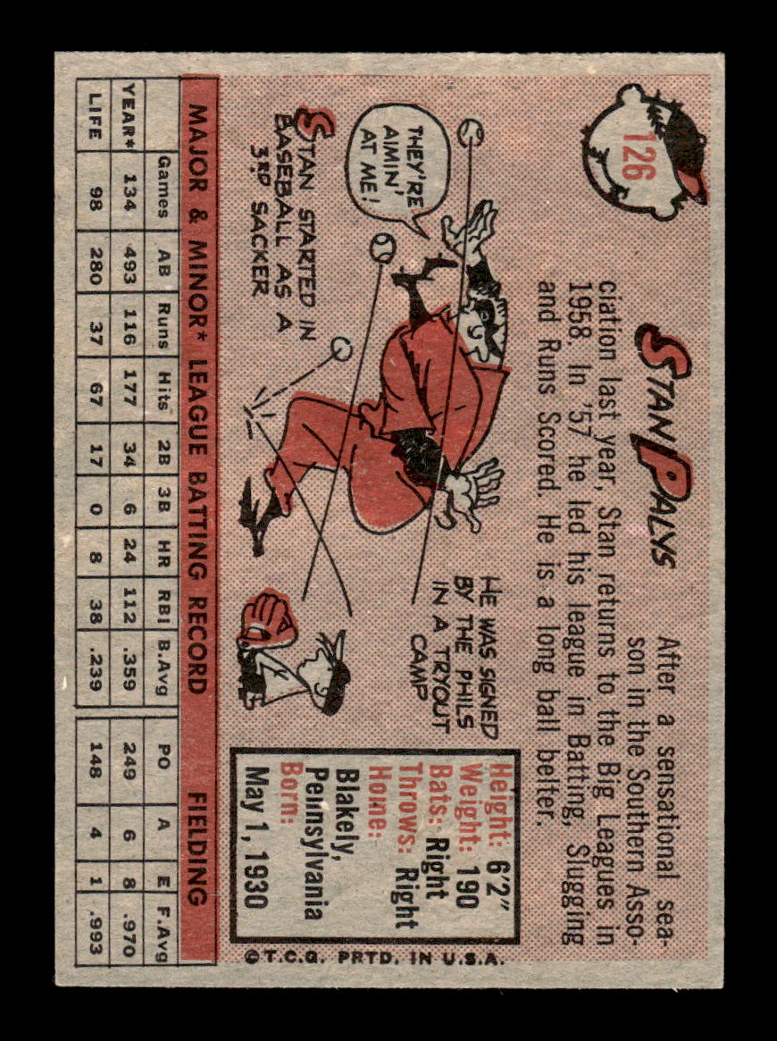 1958 Topps #126 Stan Palys Excellent HOF-10005164