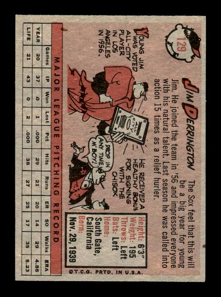 1958 Topps #129 Jim Derrington Excellent HOF-10005169