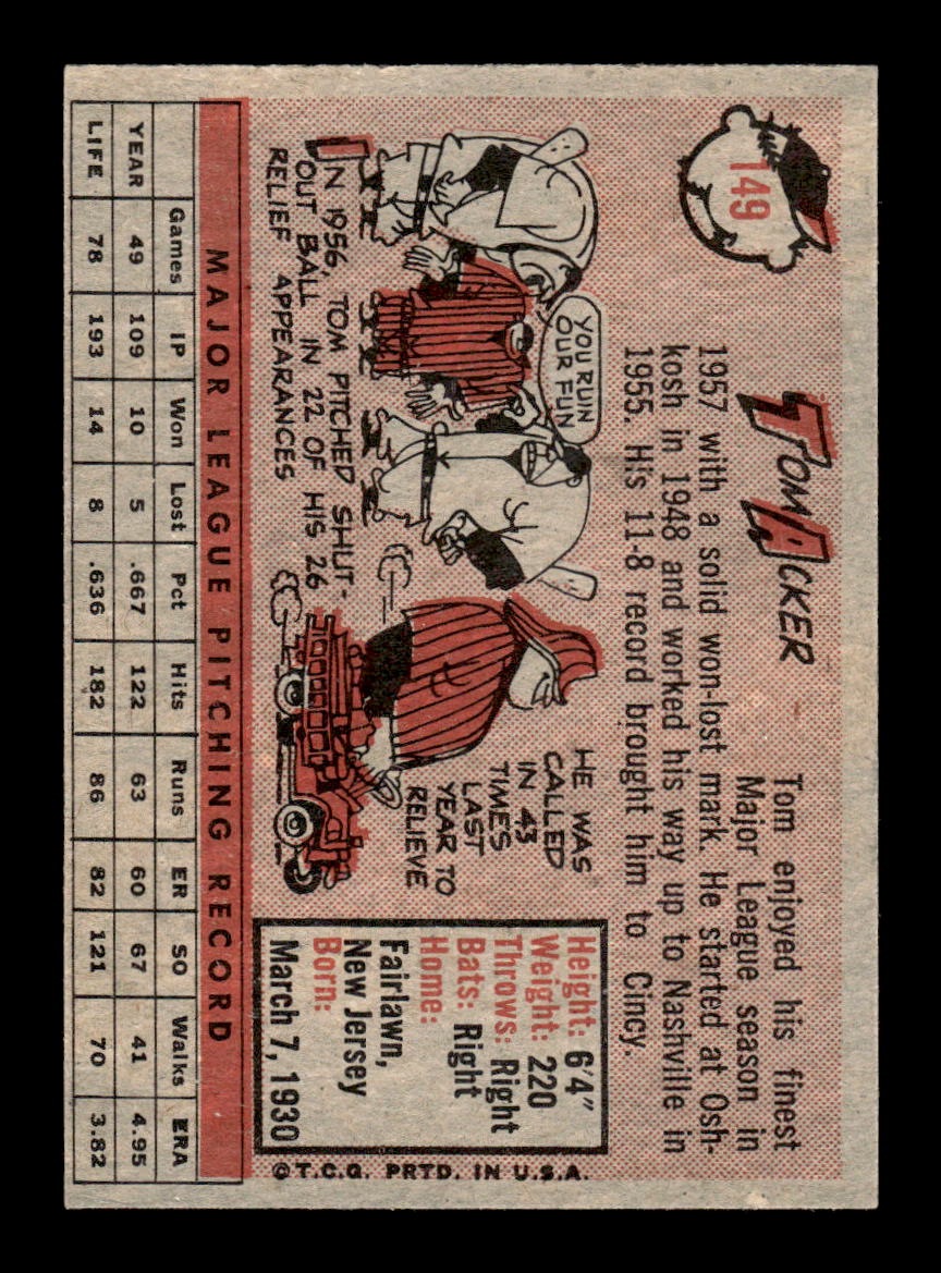 1958 Topps #149 Tom Acker Excellent HOF-10005192