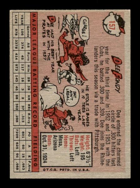 1958 Topps #157 Dee Fondy Excellent HOF-10005202