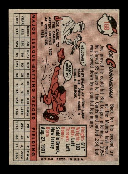 1958 Topps #168 Joe Cunningham Excellent HOF-10005213