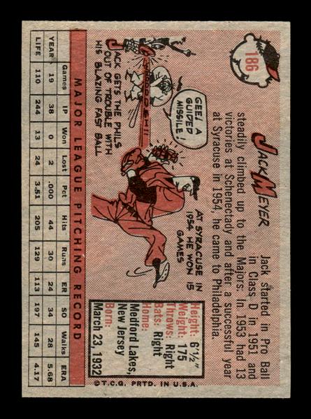 1958 Topps #186 Jack Meyer Excellent HOF-10005230