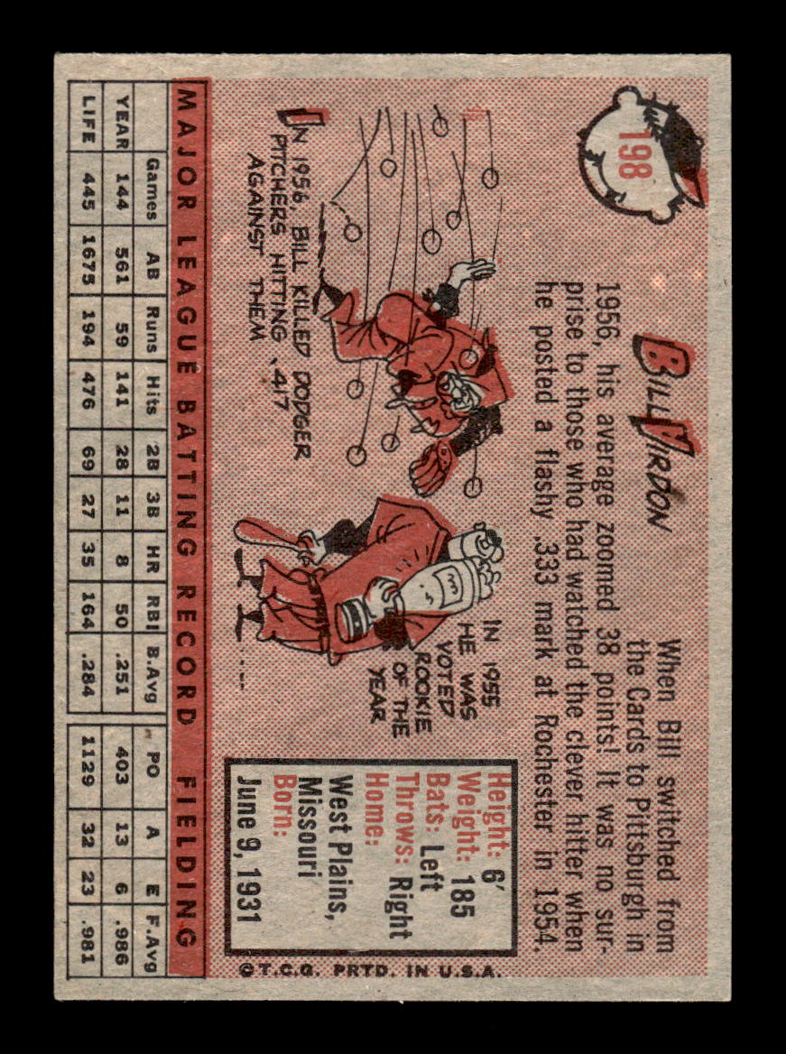 1958 Topps #198 Bill Virdon Excellent HOF-10005242
