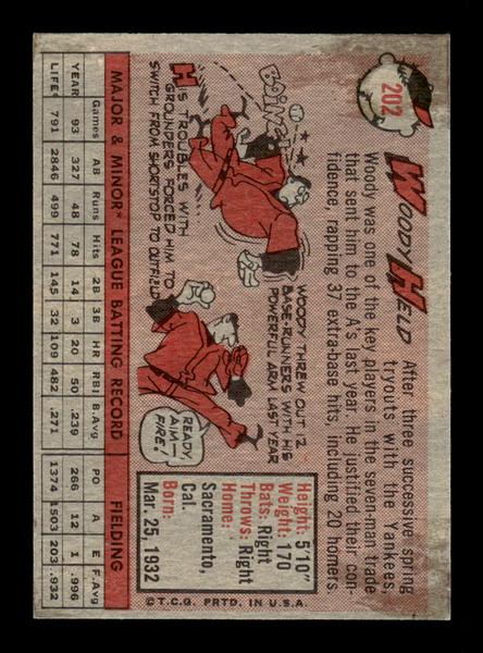 1958 Topps #202 Woodie Held Excellent HOF-10005246