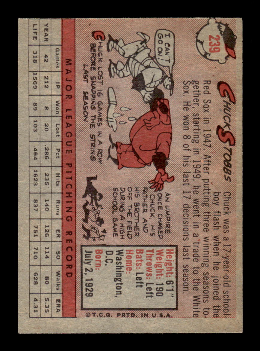 1958 Topps #239 Chuck Stobbs Excellent HOF-10005266