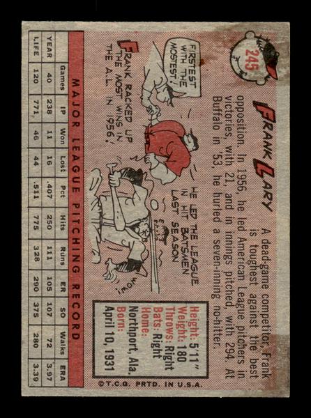 1958 Topps #245 Frank Lary Excellent HOF-10005270
