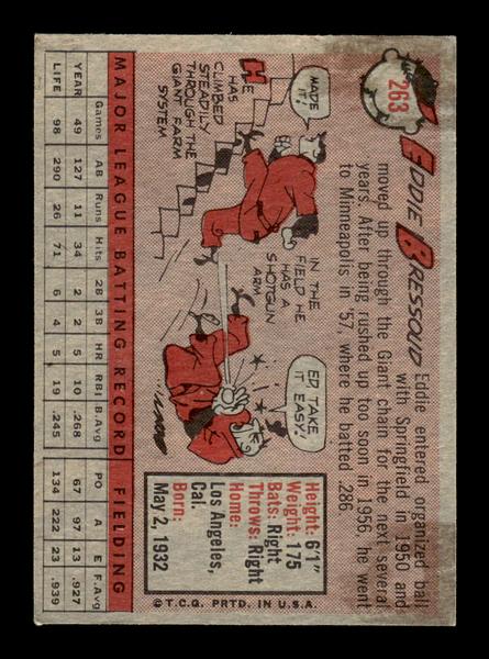 1958 Topps #263 Eddie Bressoud Excellent HOF-10005281