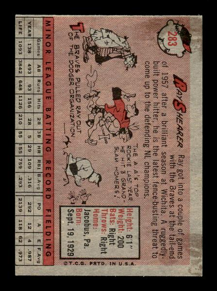 1958 Topps #283 Ray Shearer Excellent HOF-10005292