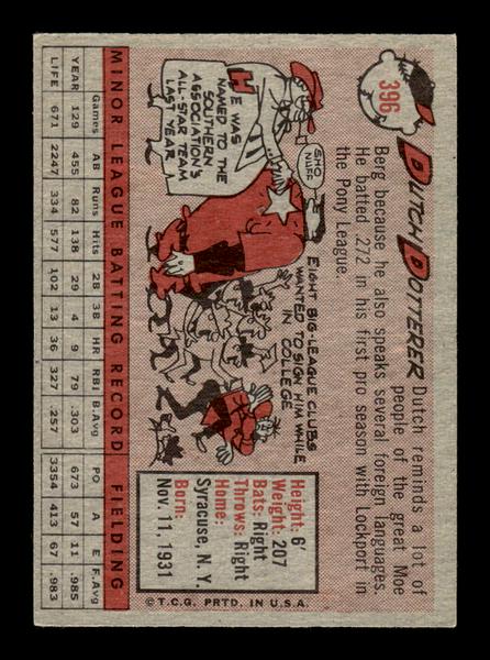 1958 Topps #396 Dutch Dotterer Excellent HOF-10005298