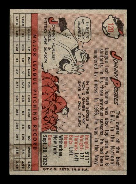 1958 Topps #120 Johnny Podres VGEX HOF-10005471