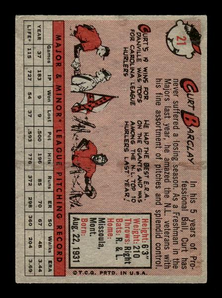 1958 Topps #21 Curt Barclay Very Good HOF-10005517