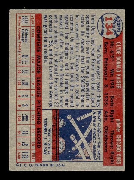 1957 Topps #134 Don Kaiser Chicago Cubs EX HOF-10005562