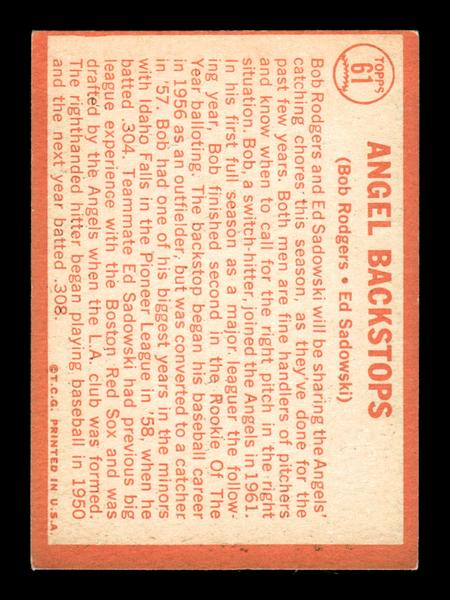 1964 Topps #61 Angel Backstops EX HOF-10005850