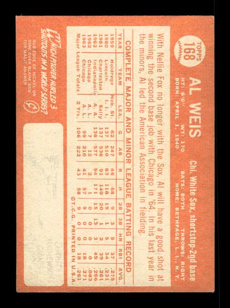 1964 Topps #168 Al Weis Chicago White Sox EX HOF-10005930