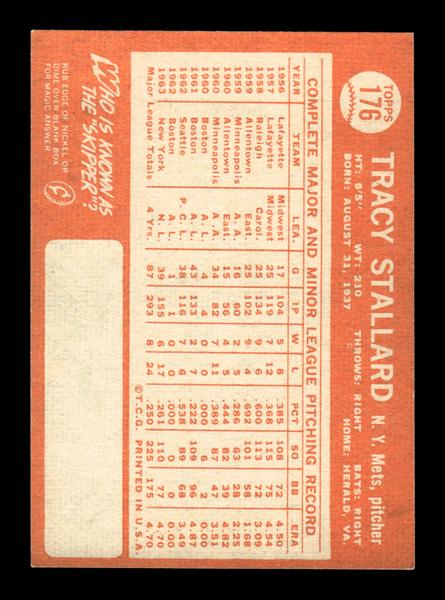 1964 Topps #176 Tracy Stallard New York Mets EX HOF-10005937