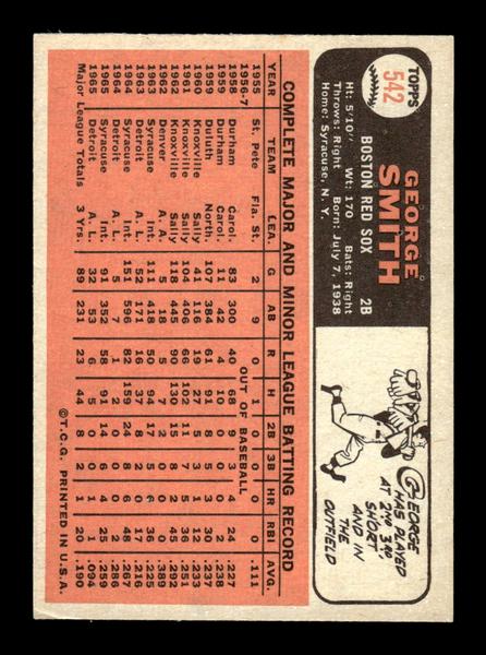 1966 Topps #542 George Smith Boston Red Sox EX - HI# HOF-10005990