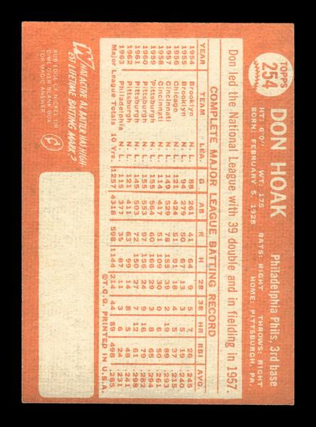 1964 Topps #254 Don Hoak Philadelphia Phillies EX HOF-10006038