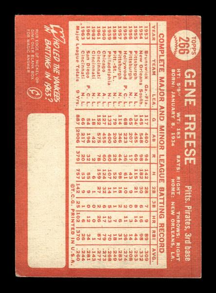 1964 Topps #266 Gene Freese Pittsburgh Pirates EX HOF-10006046
