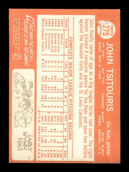 1964 Topps #275 John Tsitouris Cincinnati Reds EX HOF-10006053