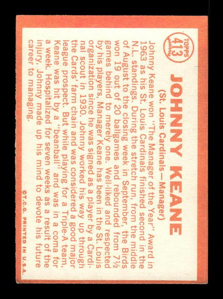 1964 Topps #413 Johnny Keane St. Louis Cardinals EX HOF-10006159