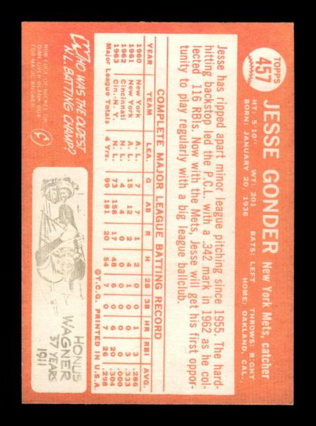 1964 Topps #457 Jesse Gonder New York Mets EX HOF-10006190