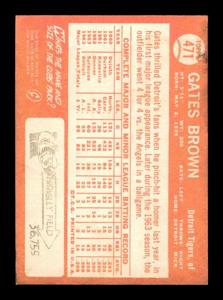 1964 Topps #471 Gates Brown Detroit Tigers EX HOF-10006195