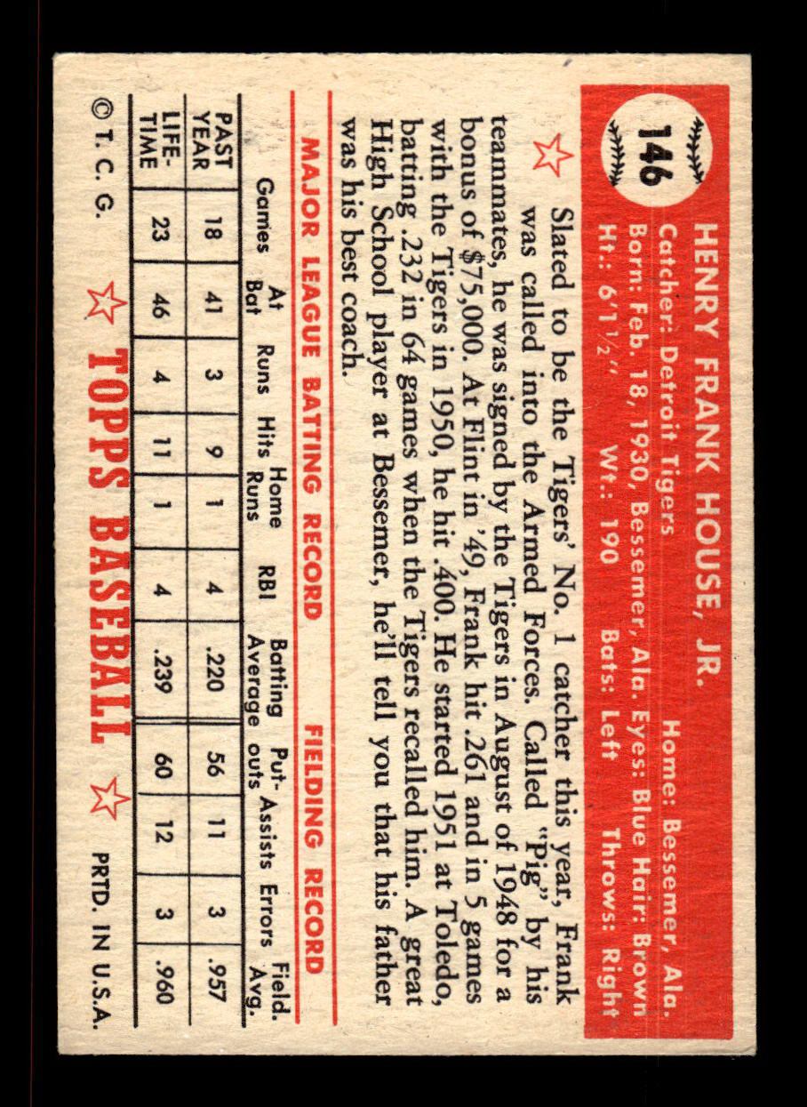 1952 Topps #146 Frank House Detroit Tigers Crease Free EX HOF-10006772