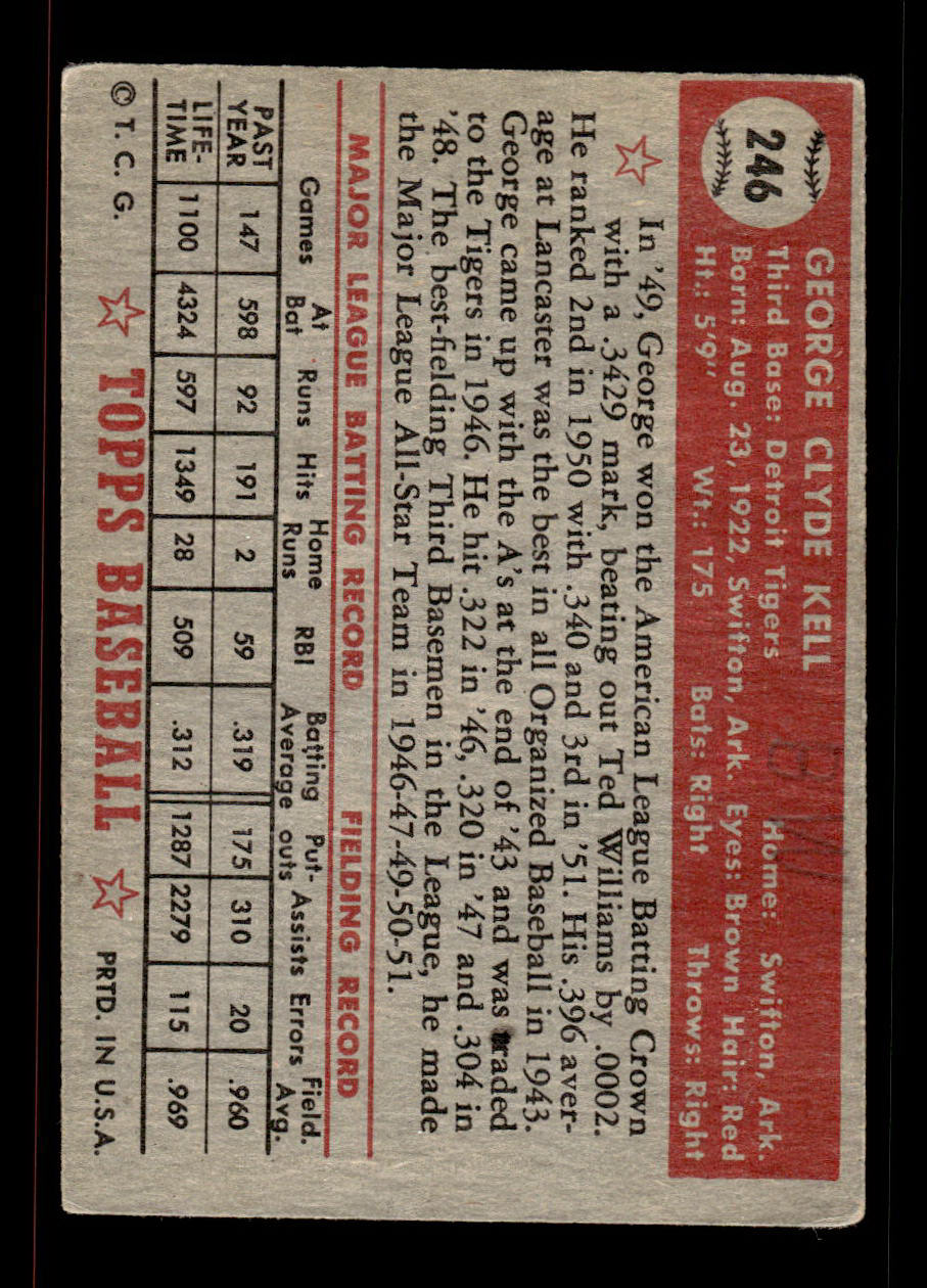 1952 Topps #246 George Kell Detroit Tigers MK Back EXMT HOF-10006970