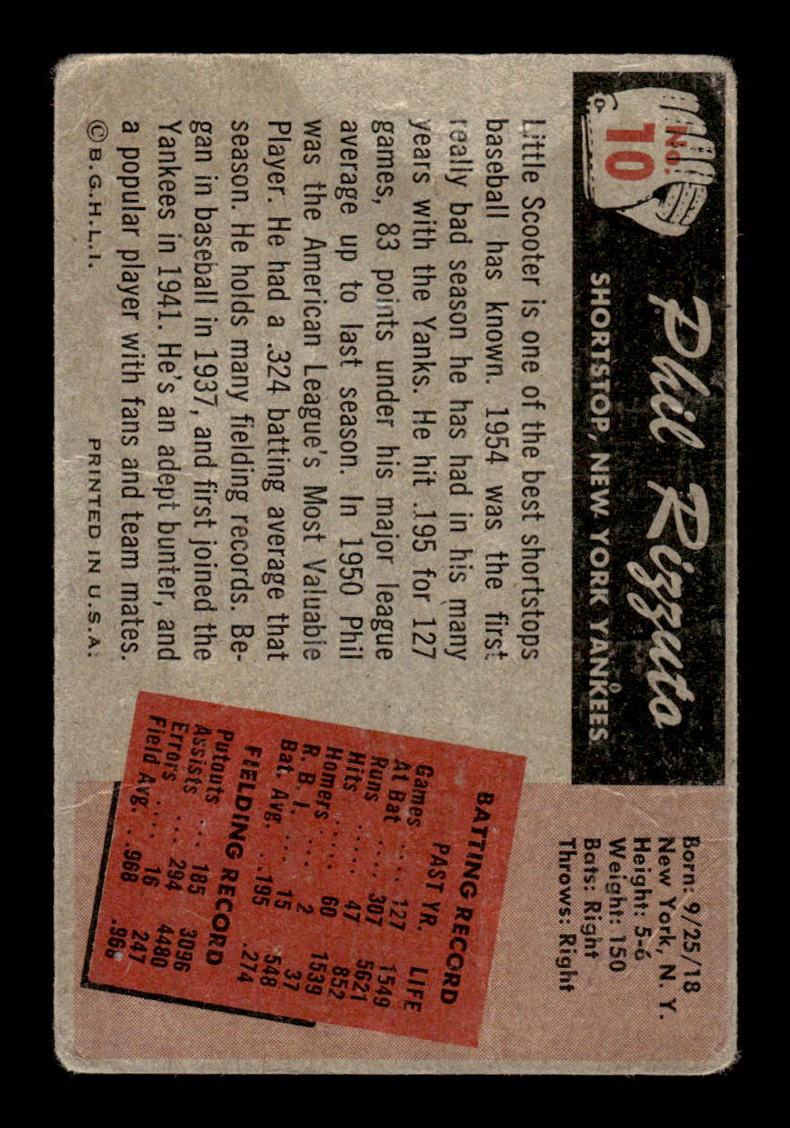 1955 Bowman #10 Phil Rizzuto New York Yankees G 55B10007046