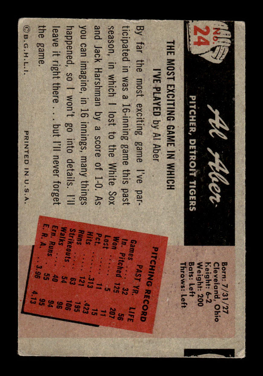 1955 Bowman #24 Al Aber Detroit Tigers G/VG 55B10007060
