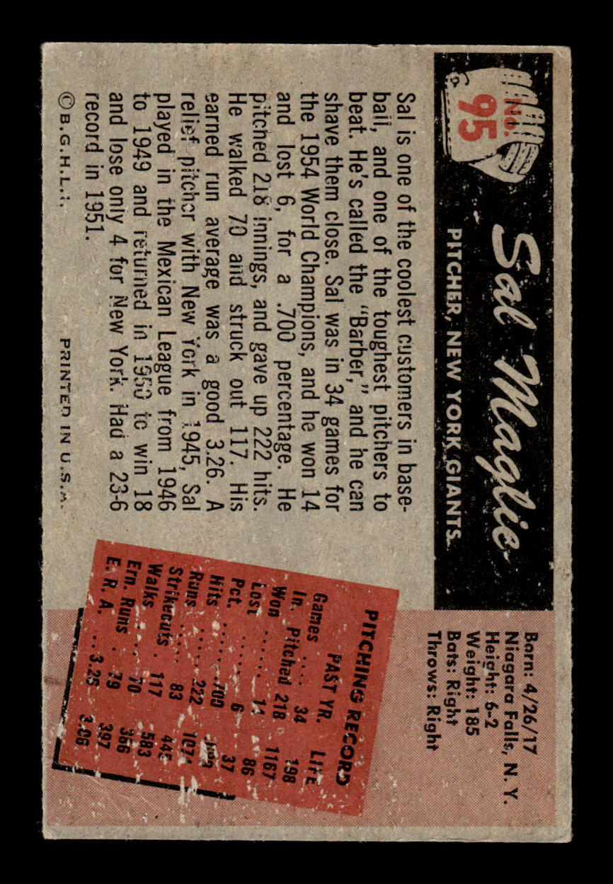 1955 Bowman #95 Sal Maglie New York Giants G/VG 55B10007131