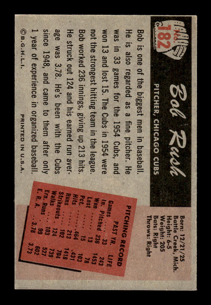 1955 Bowman #182 Bob Rush Chicago Cubs EX 55B10007217
