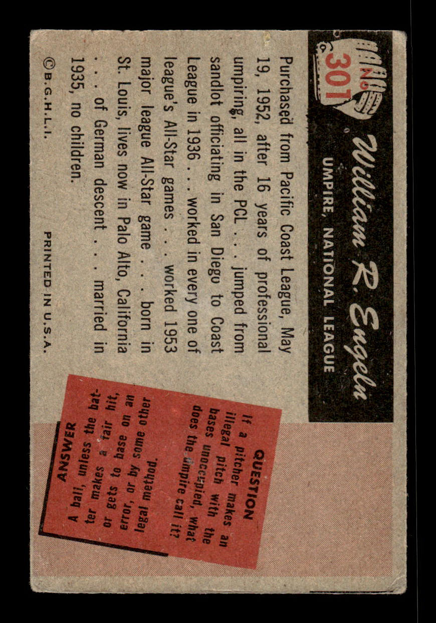 1955 Bowman #301 William R. Engeln G/VG 55B10007331