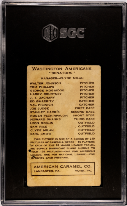 1922 American Caramel Co. (E120) # George Mogridge SGC 1 SN 2047593