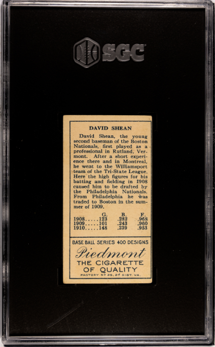 1911 Piedmont Cigarettes T205 Shean, David Rustlers SGC 3 SN 9624283