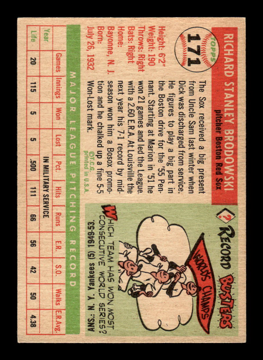 1955 Topps #171 Dick Brodowski Boston Red Sox EX - HI# 55B10007478