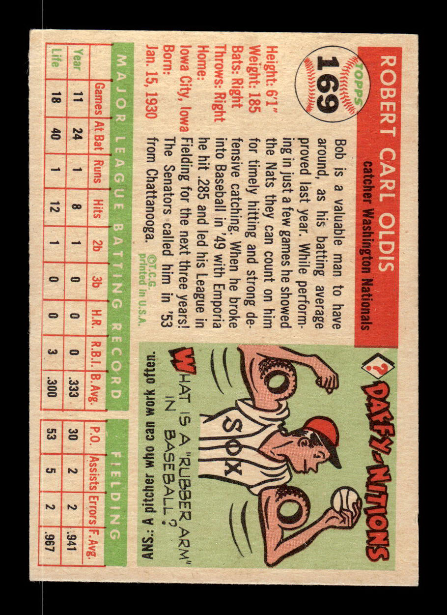 1955 Topps #169 Bob Oldis Washington Senators EX - HI# 55B10007504