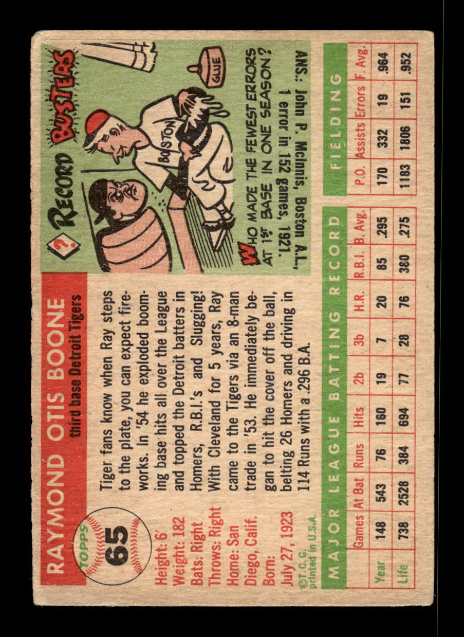 1955 Topps #65 Ray Boone Detroit Tigers VG 55B10007561