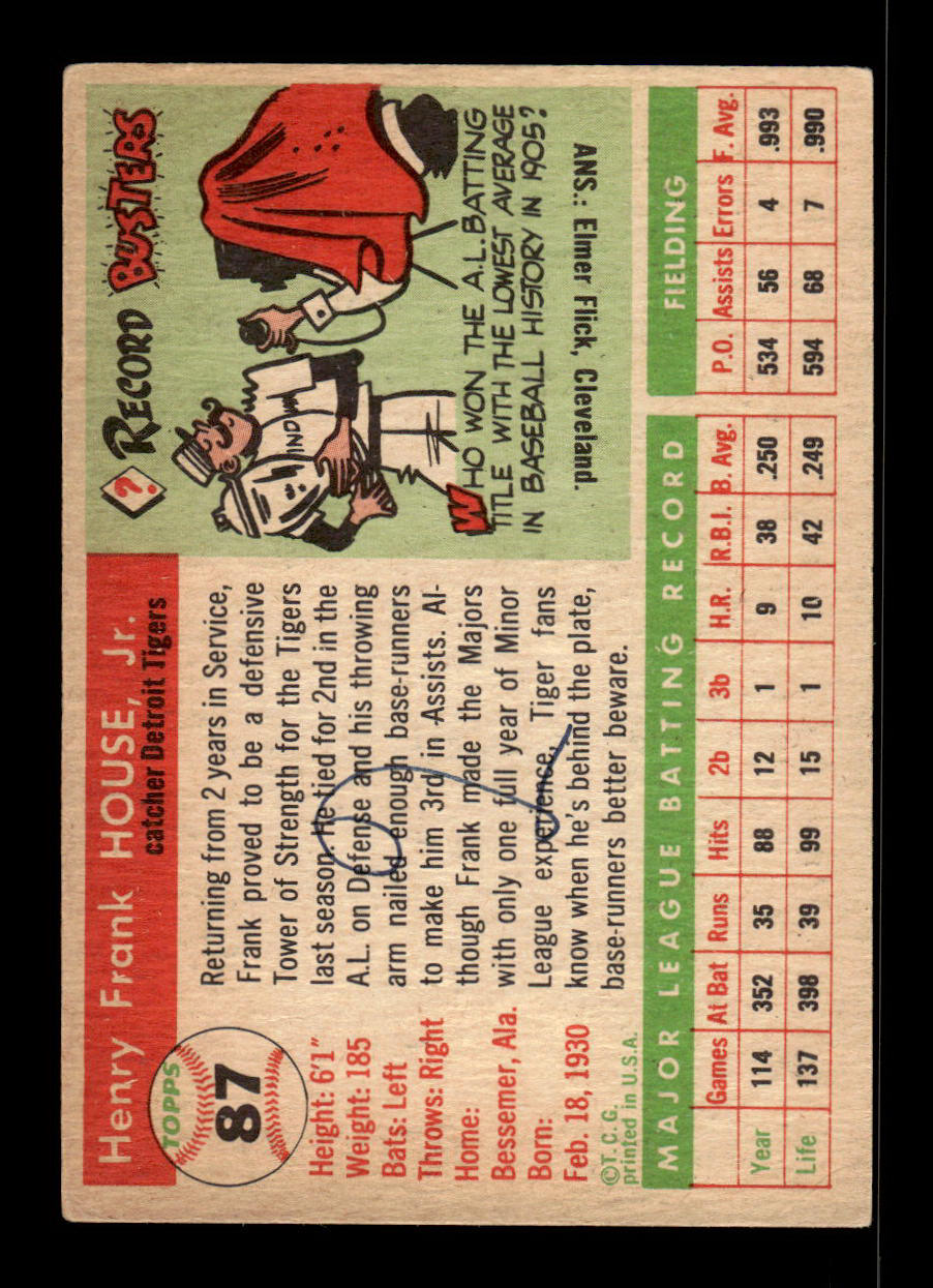 1955 Topps #87 Frank House Detroit Tigers Poor mk 55B10007576