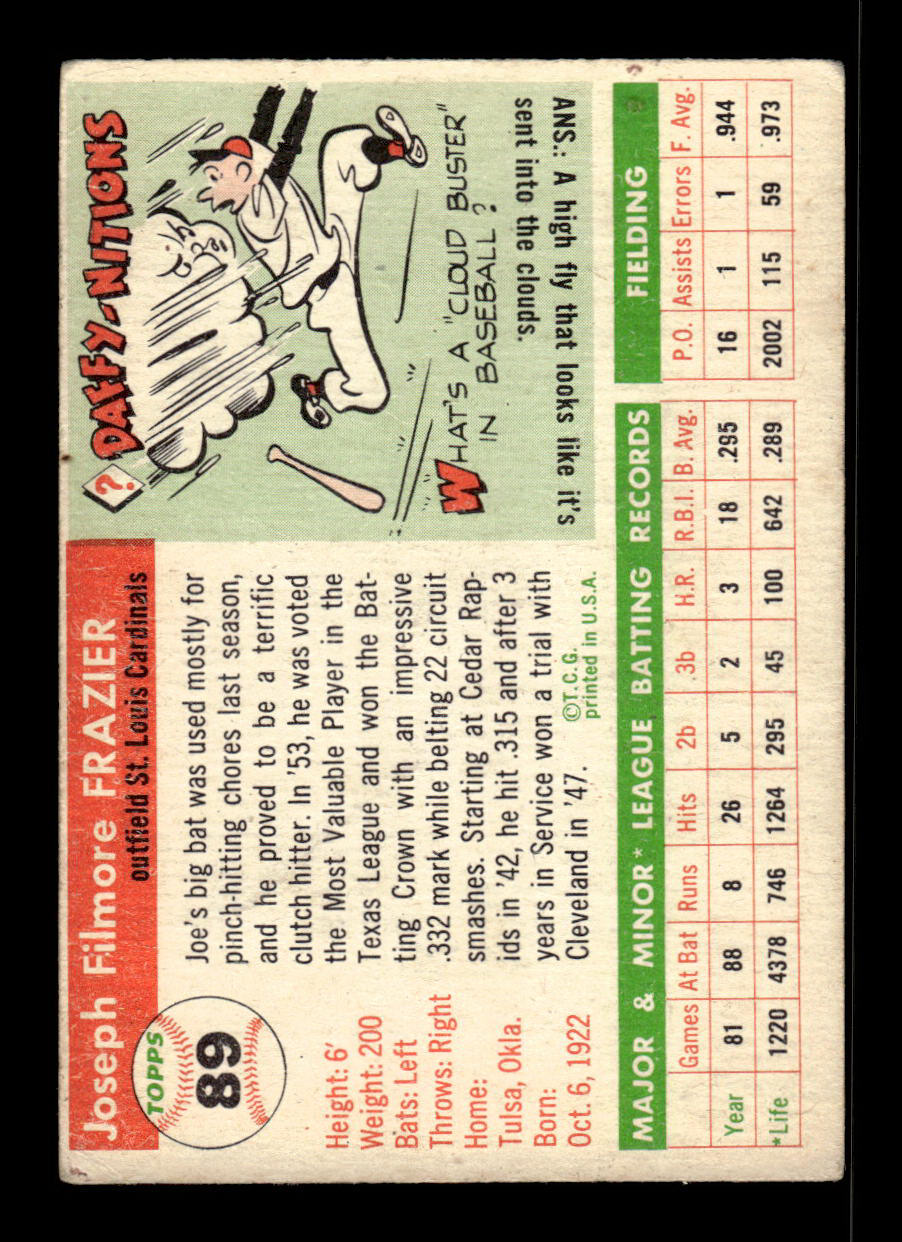 1955 Topps #89 Joe Frazier St. Louis Cardinals VG 55B10007578