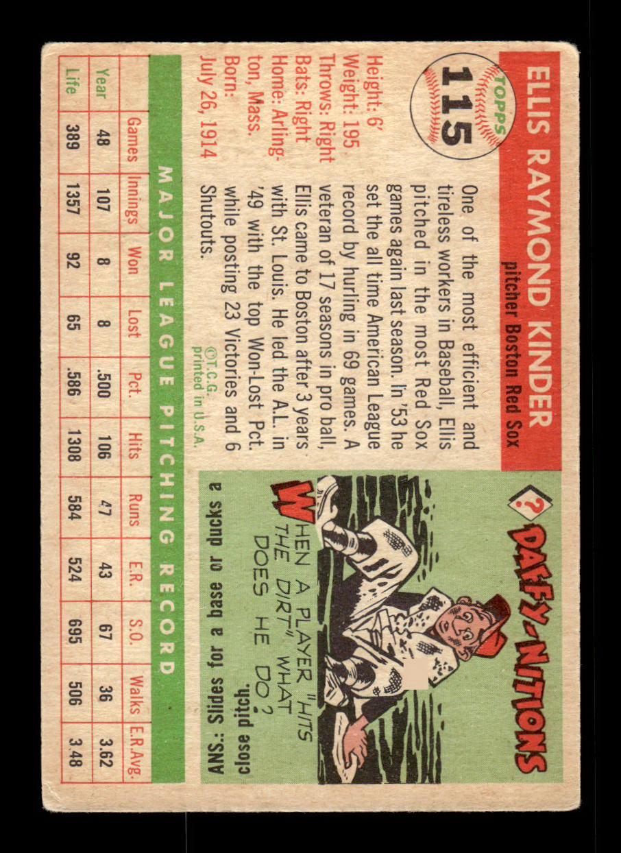 1955 Topps #115 Ellis Kinder Boston Red Sox VG 55B10007597