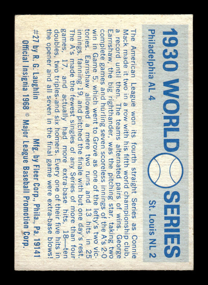 1970 Fleer World Series #27 1930 - A's vs. Cardinals VGEX 55B10007660