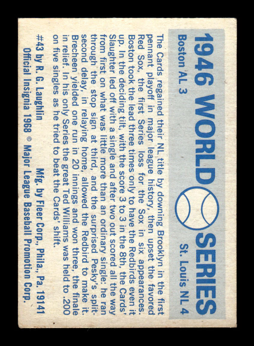 1970 Fleer World Series #43 1946 - Cardinals vs. Red Sox VGEX 55B10007666