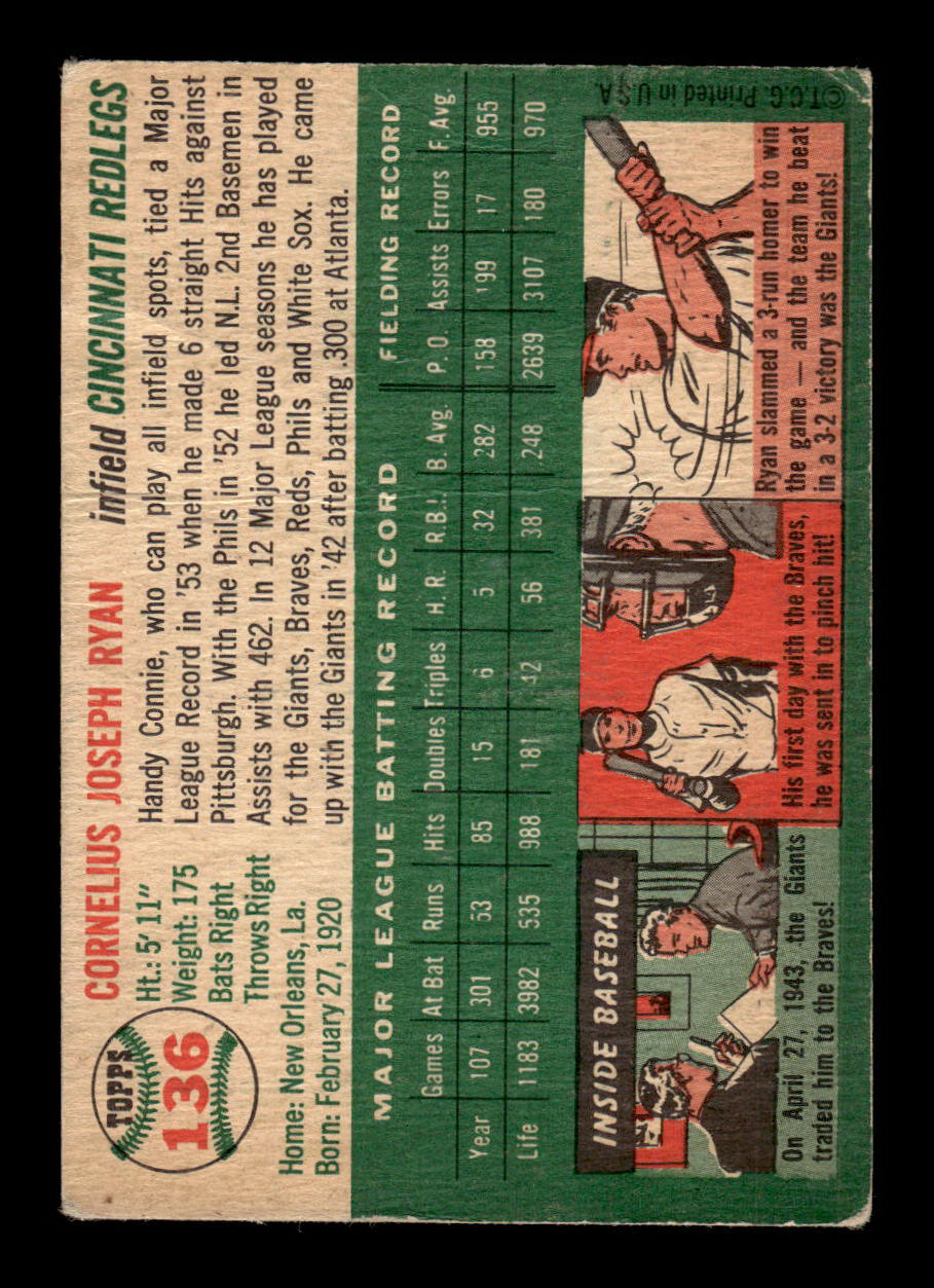 1954 Topps #136 Connie Ryan Cincinnati Redlegs Poor 54T10007737