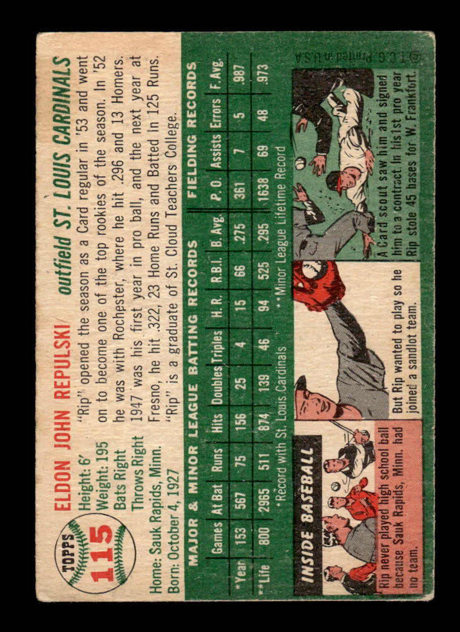 1954 Topps #115 Rip Repulski St. Louis Cardinals VG 54T10007756